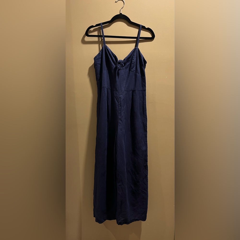 Navy blue linen jumpsuit, JCrew, Size 4.